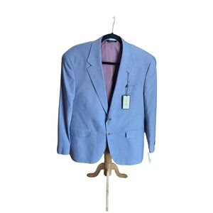 Alan Flusser Men's Blue 2 Button Silk Blend Blazer Sport Coat Light Sz 42R NWT